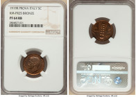 Vittorio Emanuele III bronze Proof Prova 5 Centesimi 1919-R PR64 Red and Brown NGC, Rome mint, KM-Pr25, Pag-376 (R2). No text below the bust. Very rar...