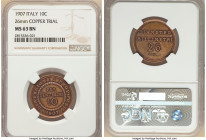 Vittorio Emanuele III copper Trial 10 Centesimi 1907 MS63 Brown NGC, Milan mint (S. Johnson), KM-Unl., Pag-322 (R). 26mm. By This type was intended as...