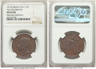 Vittorio Emanuele III bronze Prova 10 Centesimi 1911-R MS64 Brown NGC, Rome mint, KM-PrB12, Pag-325 (R2). By Domenico Trentacoste. A one-year type for...