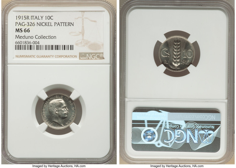 Vittorio Emanuele III nickel Pattern 10 Centesimi 1915-R MS66 NGC, Rome mint, KM...