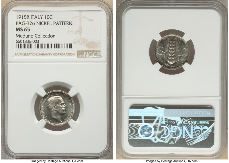 Vittorio Emanuele III nickel Pattern 10 Centesimi 1915-R MS65 NGC, Rome mint, KM...