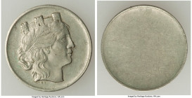 Vittorio Emanuele III nickel Uniface Pattern 20 Centesimi 1907, Milan mint (S. Johnson), Mont-463. Female turreted head right, as an allegorical repre...
