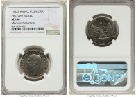 Vittorio Emanuele III nickel Prova Lira 1936-R MS66 NGC, Rome mint, KM-Pr61, Pag-269 (R3). 'PROVA' by the edge on reverse. A stunningly well-preserved...