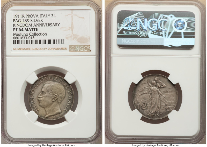 Vittorio Emanuele III silver Matte Proof Prova 2 Lire 1911-R PR64 Matte NGC, Rom...