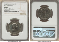 Vittorio Emanuele III nickel Prova 2 Lire 1922-R MS66 NGC, Rome mint, Pag-248. A promising and always collectible "Prova Tecnica" type, especially whe...