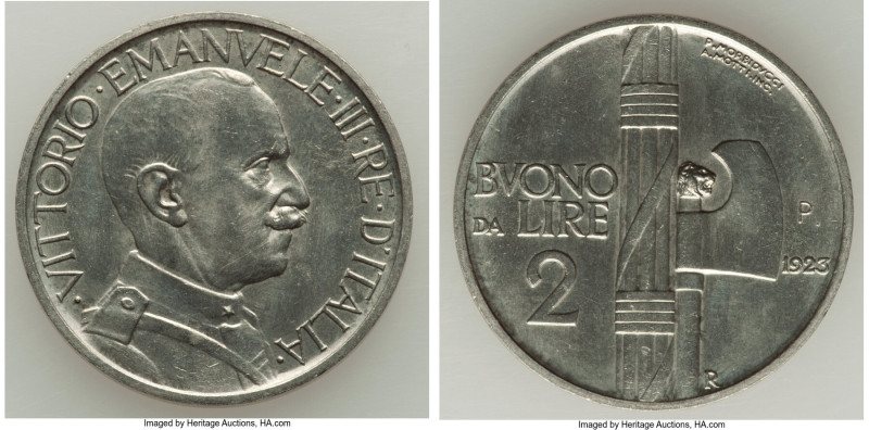 Vittorio Emanuele III nickel Prova 2 Lire 1923-R UNC, Rome mint, KM-Pr30, Pag-24...