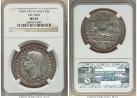 Vittorio Emanuele III silver Prova 20 Lire 1936-R MS63 NGC, Rome mint, KM-Pr65, Pag-205 (R3). Dated XIV. Lightly handled, with light wisps visible upo...