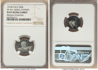 Republic nickel Proof Pattern 500 Lire 1974-R PR67 Ultra Cameo NGC, Rome mint, PP-551. NAZIONALE COGNE, Neptune with trident. 500; Caravel on the sea ...