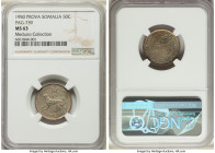 Italian Protectorate Prova 50 Centesimi AH 1369 (1950)-ROMA MS63 NGC, Rome mint, KM-Pr4, Pag-739 (R2). A coveted striking we rarely get the opportunit...