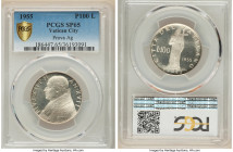 Pius XII 6-Piece Certified silver Specimen Prova Set 1955 PCGS, 1) 100 Lire - SP65, KM-Pr18 2) 50 Lire - SP65, KM-Pr17 3) 10 Lire - SP66, KM-Pr16 4) 5...