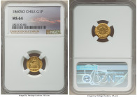 Republic gold Peso 1860-So MS64 NGC, Santiago mint, KM133. Shy of a Gem Mint state designation and scintillating cartwheel luster. From the "Colección...