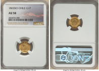 Republic gold Peso 1863-So AU58 NGC, Santiago mint, KM133. Lightly handled and showing radiant fields. From the "Colección Val y Mexía" of Chilean Coi...