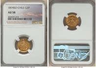Republic gold 2 Pesos 1874-So AU58 NGC, Santiago mint, KM143. Short from a Mint State designation with its lustrous and somewhat glossy peripheries. F...