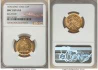 Republic gold 5 Pesos 1870/60-So UNC Details (Cleaned) NGC, Santiago mint, KM144. The single piece recorded by NGC, this scarce and bold overdate is o...