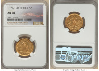 Republic gold 5 Pesos 1872/1-So AU58 NGC, Santiago mint, KM144. A toned representative of this scarce overdate showing little to no signs of handling ...