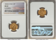 Republic gold 5 Pesos 1896-So MS62 NGC, Santiago mint, KM153. Decidedly Mint State, weaving fresh surfaces and a coveted pedigree. Ex. Eliasberg Colle...