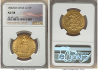 Republic gold 10 Pesos 1852-So AU58 NGC, Santiago mint, KM123. An early date from this popular series presented here with near-Mint state surfaces, th...