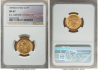Republic gold 10 Pesos 1895-So MS67 NGC, Santiago mint, KM154. Showcasing exuberant golden surfaces with ample cartwheel luster, this piece weaves the...