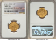 Republic gold 10 Pesos 1896-So AU Details (Excessive Surface Hairlines) NGC, Santiago mint, KM157. Presenting virtually free of wear surfaces with hin...