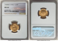 Republic gold 20 Pesos 1964-So MS64 NGC, Santiago mint, KM168. A lustrous near-Gem with a light patina. From the "Colección Val y Mexía" of Chilean Co...