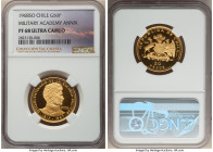 Republic gold Proof "Military Academy Anniversary" 50 Pesos 1968 PR68 Ultra Cameo NGC, Santiago mint, KM184. Mintage: 2,515. A near-flawless rendition...