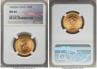 Republic gold 50 Pesos 1969-So MS66 NGC, Santiago mint, KM169. Presenting a light tone over the brilliant lustrous fields and bearing the highest grad...