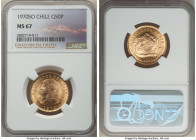 Republic gold 50 Pesos 1970-So MS67 NGC, Santiago mint, KM169. Shimmering impeccable brilliant fields, the sole finest recorded by NGC. From the "Cole...