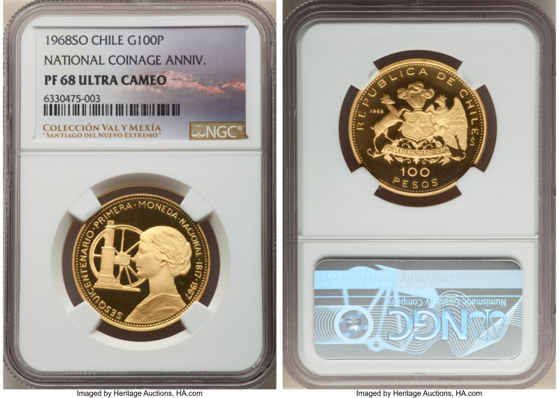 Republic gold Proof "National Coinage Anniversary" 100 Pesos 1968-So PR68 Ultra ...
