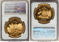 Republic gold Proof "San Martin's Passage" 200 Pesos 1968-So PR69 Ultra Cameo NGC, Santiago mint, KM186. A popular commemorative issue displaying the ...
