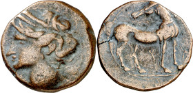 (221-210 a.C.). Zeugitana. Cartago. AE 21. (S. 6512 sim). 6,40 g. MBC-/MBC.