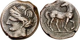 (221-210 a.C.). Zeugitana. Cartago. AE 20. (S. 6512 sim). 7,45 g. MBC.