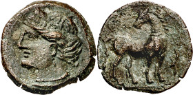 (221-210 a.C.). Zeugitana. Cartago. AE 20. (S. 6512 sim). 4,93 g. MBC+.