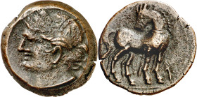 (221-210 a.C.). Zeugitana. Cartago. AE 21. (S. 6512 sim). 6,26 g. MBC+.