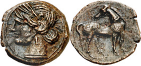 (221-210 a.C.). Zeugitana. Cartago. AE 22. (S. 6512 sim). 4,76 g. EBC-.