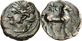 (221-210 a.C.). Zeugitana. Cartago. AE 22. (S. 6513 sim). 7,81 g. MBC+.