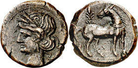 (221-210 a.C.). Zeugitana. Cartago. AE 22. (S. 6514 sim). 7,11 g. EBC-.