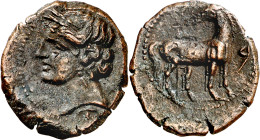(221-210 a.C.). Zeugitana. Cartago. AE 21. (S. 6515 sim). 6,58 g. MBC+.