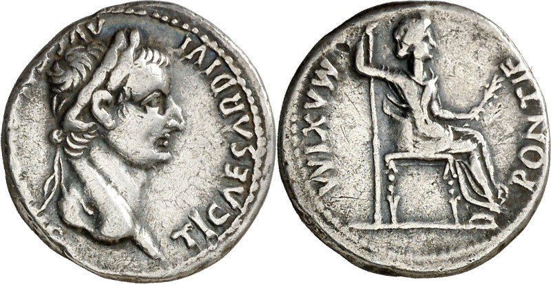 (después 16 d.C.). Tiberio. Denario. (Spink 1763) (S. 16a) (RIC. 30). 3,67 g. MB...