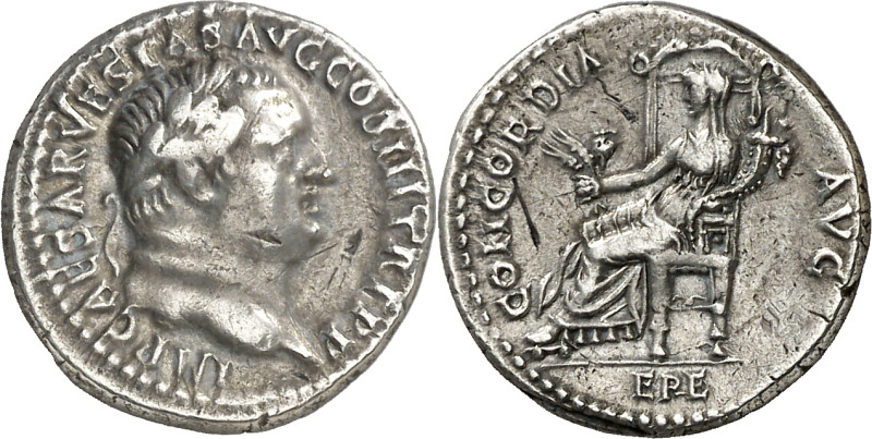 (71 d.C.). Vespasiano. Éfeso. Denario. (Spink 2269) (S. 67) (RIC. 1428). Ex Münz...