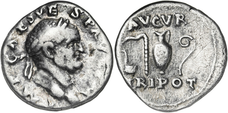 (71 d.C.). Vespasiano. Denario. (Spink 2282 var) (S. 43) (RIC. 43). 3,10 g. MBC-...