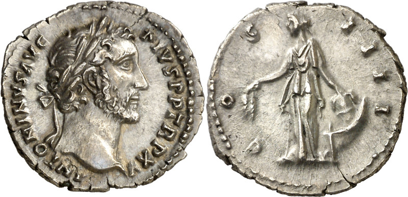 (151-152 d.C.). Antonino pío. Denario. (Spink 4068 var) (S. 288) (RIC. 204). 3 g...