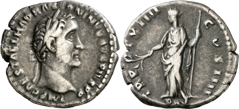 (150-151 d.C.). Antonino pío. Denario. (Spink 4095) (S. 582) (RIC. 200c). 3,15 g...