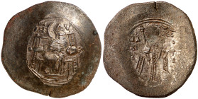 Isaac II, Ángelo (1185-1195). Constantinopla. Aspron trachy de vellón. (Ratto 2184 sim) (S. 2003). 4,57 g. MBC.