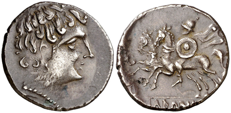 Icalcunscen (Iniesta). Denario. (FAB. 1402) (ACIP. 2084). Escasa. 3,92 g. MBC+.