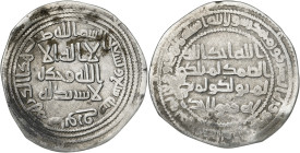 Califato Omeya de Damasco. AH 97. Soliman. Sabur. Dirhem. (S.Album 131) (Lavoix 384). 2,61 g. MBC-.