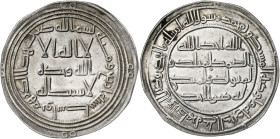 Califato Omeya de Damasco. AH 104. Yezid II. Wasset. Dirhem. (S.Album 135) (Lavoix 445). Ex Áureo 26/01/2005, nº 222. 2,93 g. EBC-.