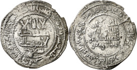 Califato. AH 323. Abderrahman III. Al Andalus. Dirhem. (V. 384) (Fro. 4). Grieta. Escasa. 2,17 g. MBC-.