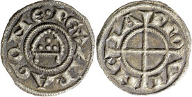 Comtat de Provença. Alfons I (1162-1196). Provença. Òbol de la mitra. (Cru.V.S. 169) (Cru.Occitània 95) (Cru.C.G. 2103). Atractiva. Escasa. 0,43 g. EB...