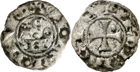 Comtat de Forcalquer. Guillem II d'Urgell (1150-1209). Forcalquer. Òbol. (Cru.V.S. 181) (Cru.Occitània 118b) (Cru.C.G. 2041). Manchitas. Rara. 0,34 g....