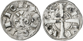 Alfons I (1162-1196). Barcelona. Diner. (Cru.V.S. 296) (Cru.C.G. 2100). Hojita en reverso. 0,93 g. (MBC).